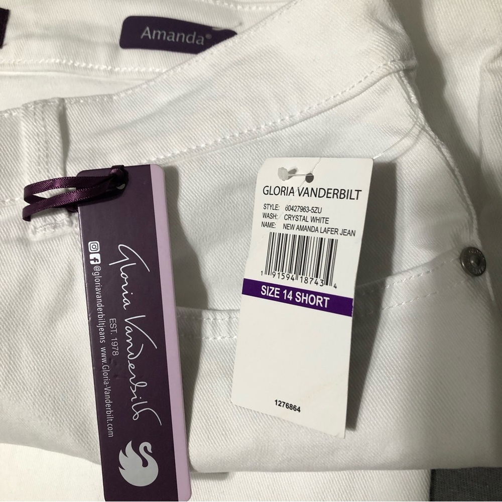 Gloria Vanderbilt Amanda White Straight Jeans Size 14 Short Classic Rise - Picture 5 of 8